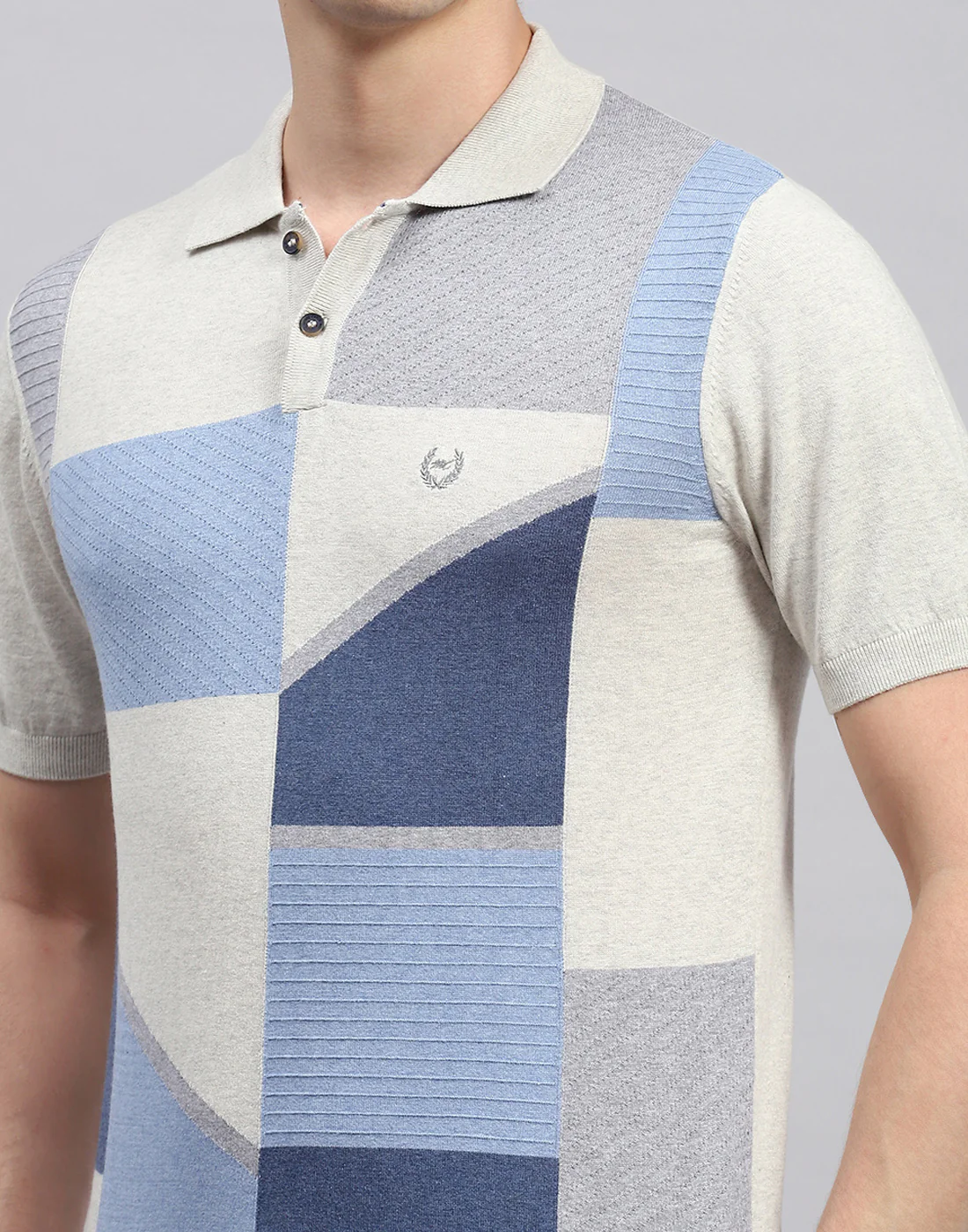 Men Beige Stripe Polo Collar Half Sleeve T-Shirt - Image 6