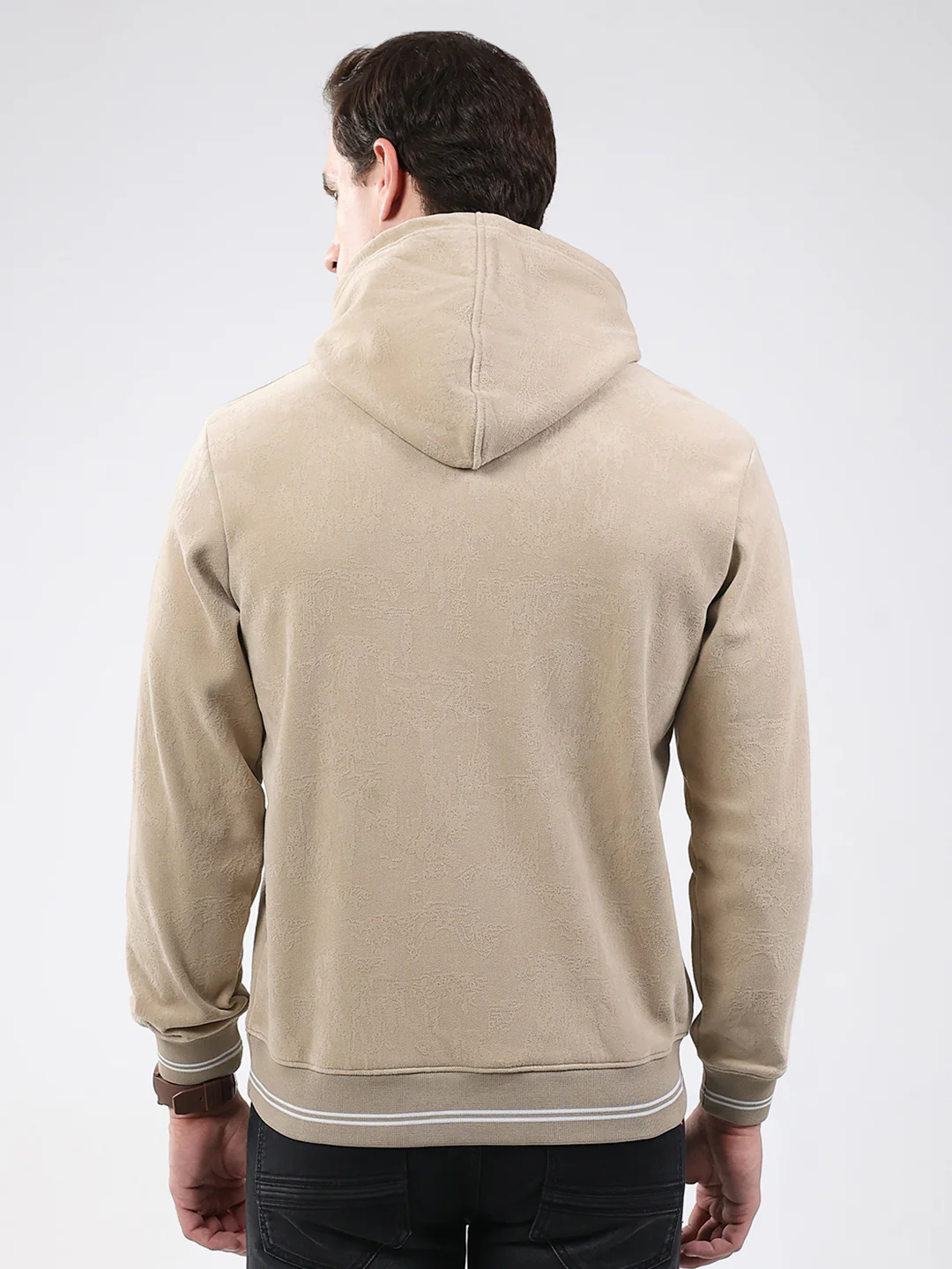 Men Beige Super Soft Hooded Sweatshirt - Extra Warm - Image 5