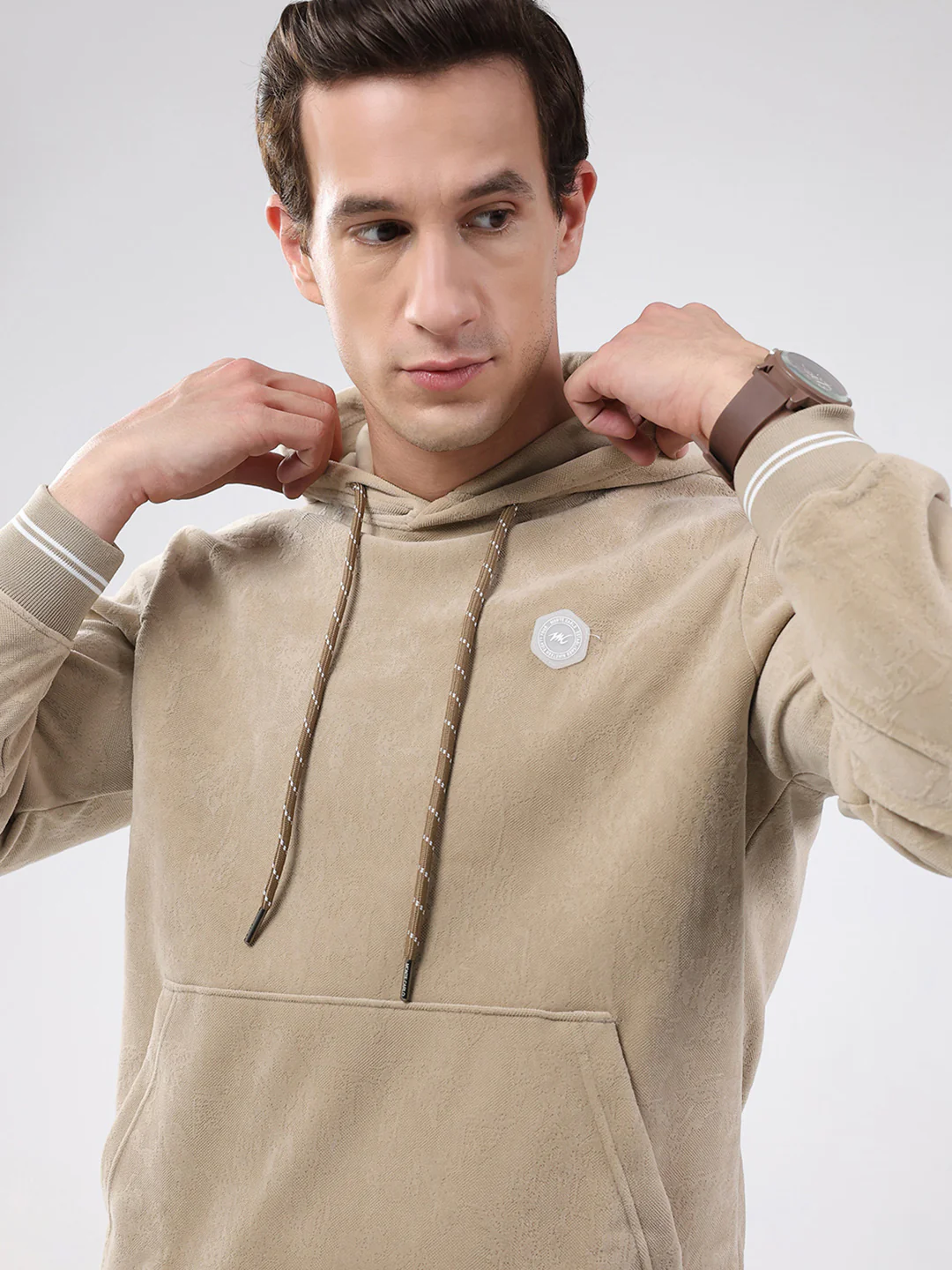 Men Beige Super Soft Hooded Sweatshirt - Extra Warm - Image 8