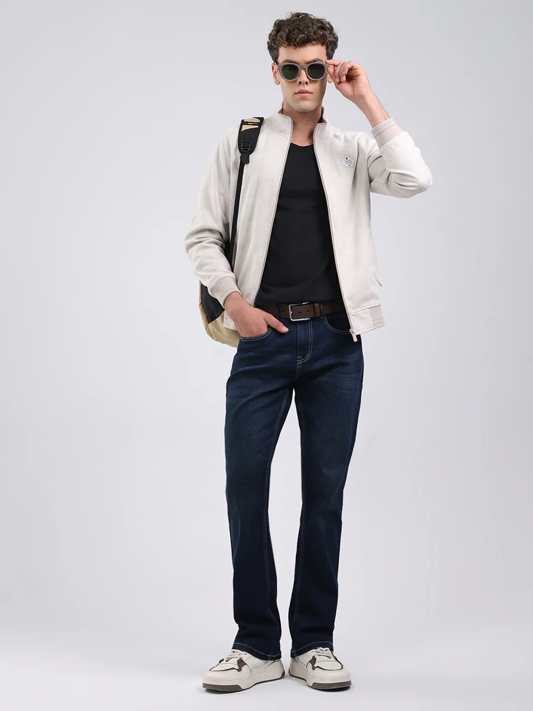Men Beige Ultra Warm Collar Sweatshirt - Anti-Pilling Fabric - Image 2