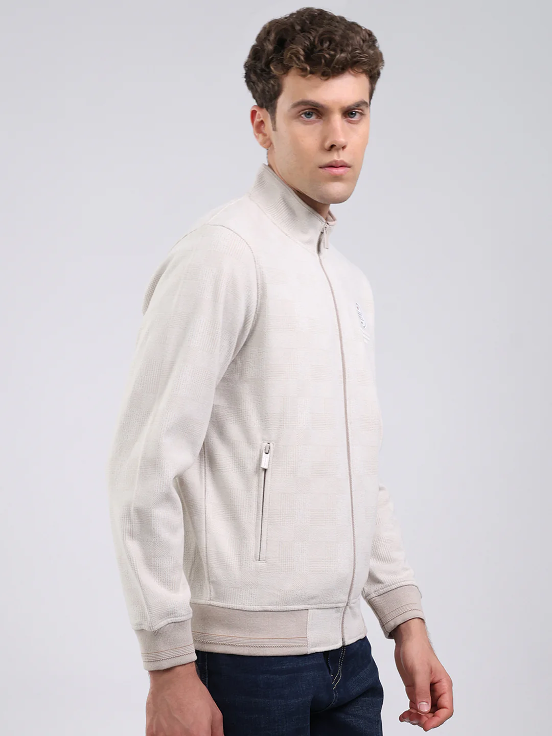 Men Beige Ultra Warm Collar Sweatshirt - Anti-Pilling Fabric - Image 4