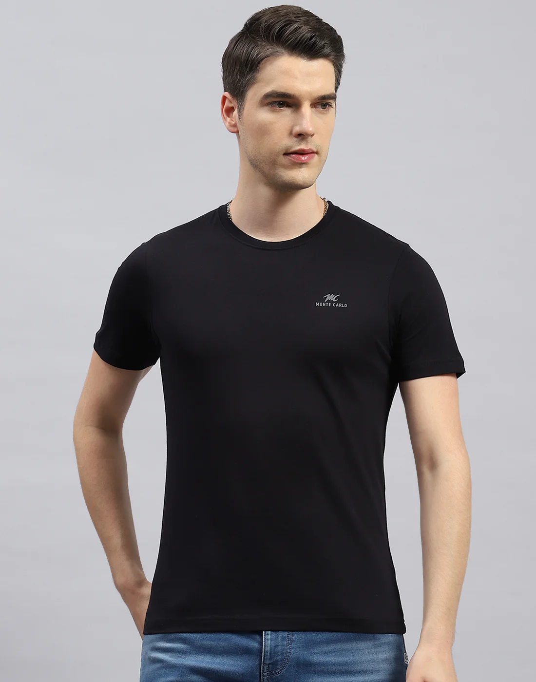 Men Black, Blue & Off White Solid Round Neck Half Sleeve T-Shirt (Pack of 3) - Image 3