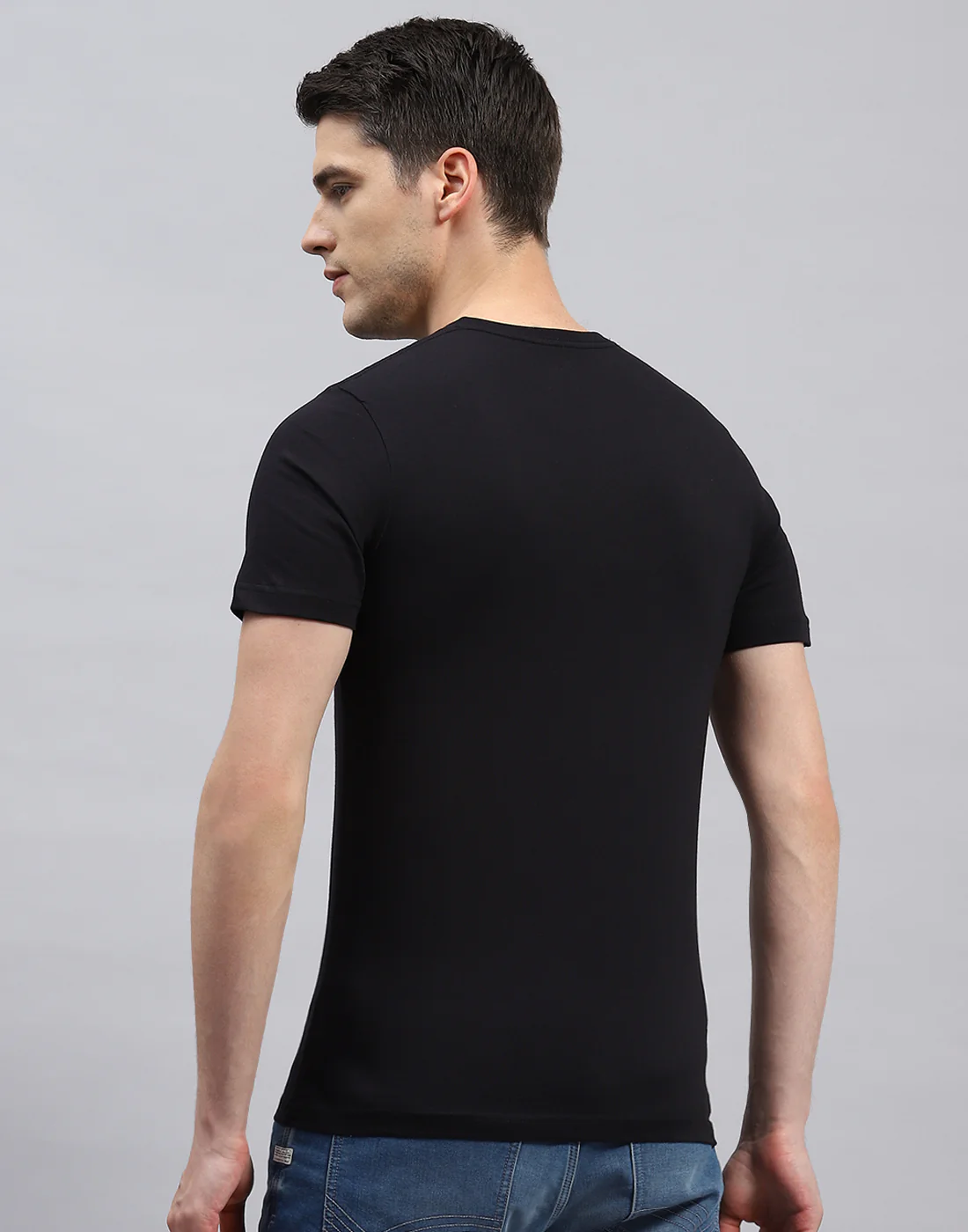 Men Black, Blue & Off White Solid Round Neck Half Sleeve T-Shirt (Pack of 3) - Image 7