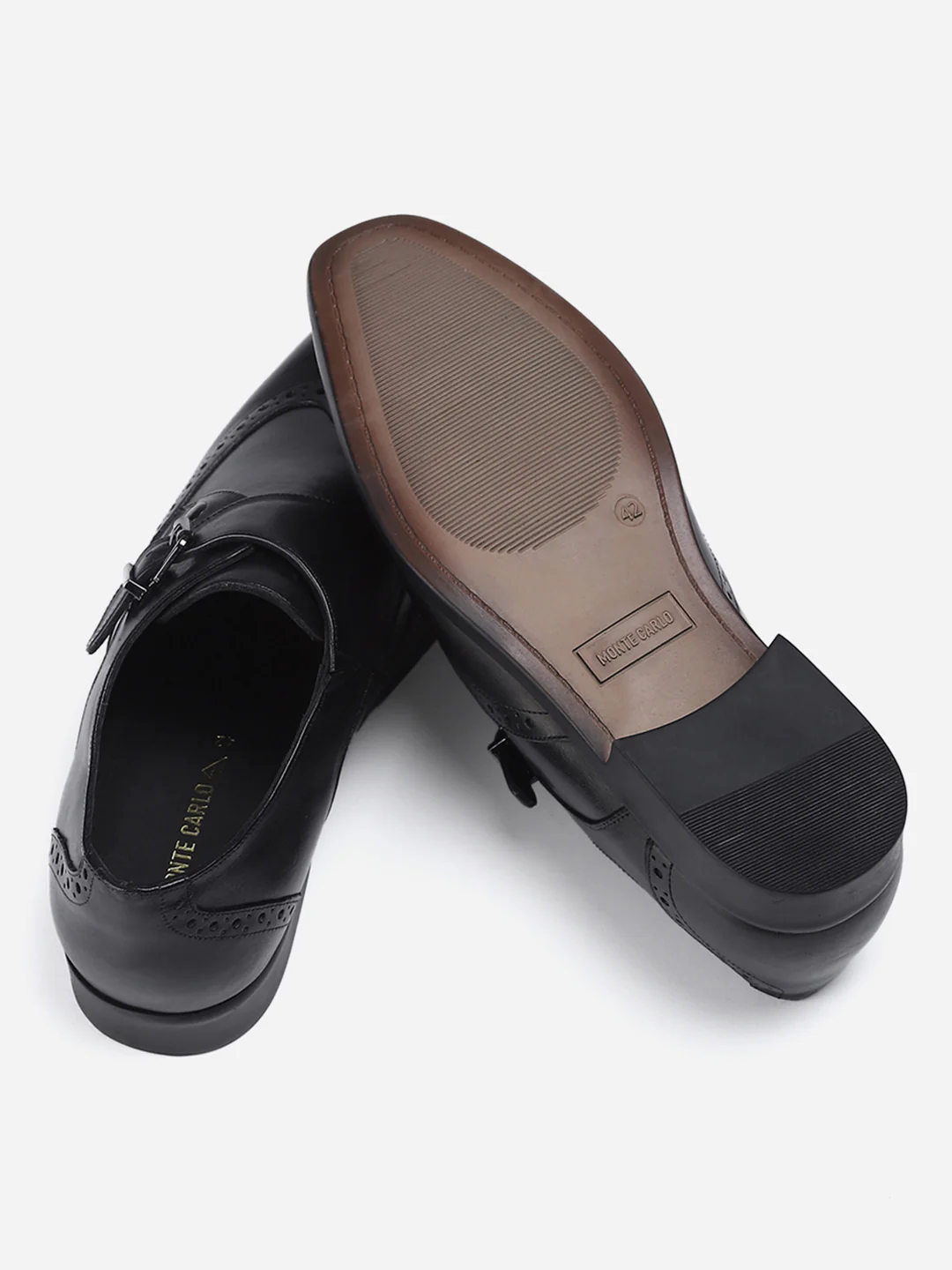 Men Black Buckle Genuine Leather Formal Monks - Image 6