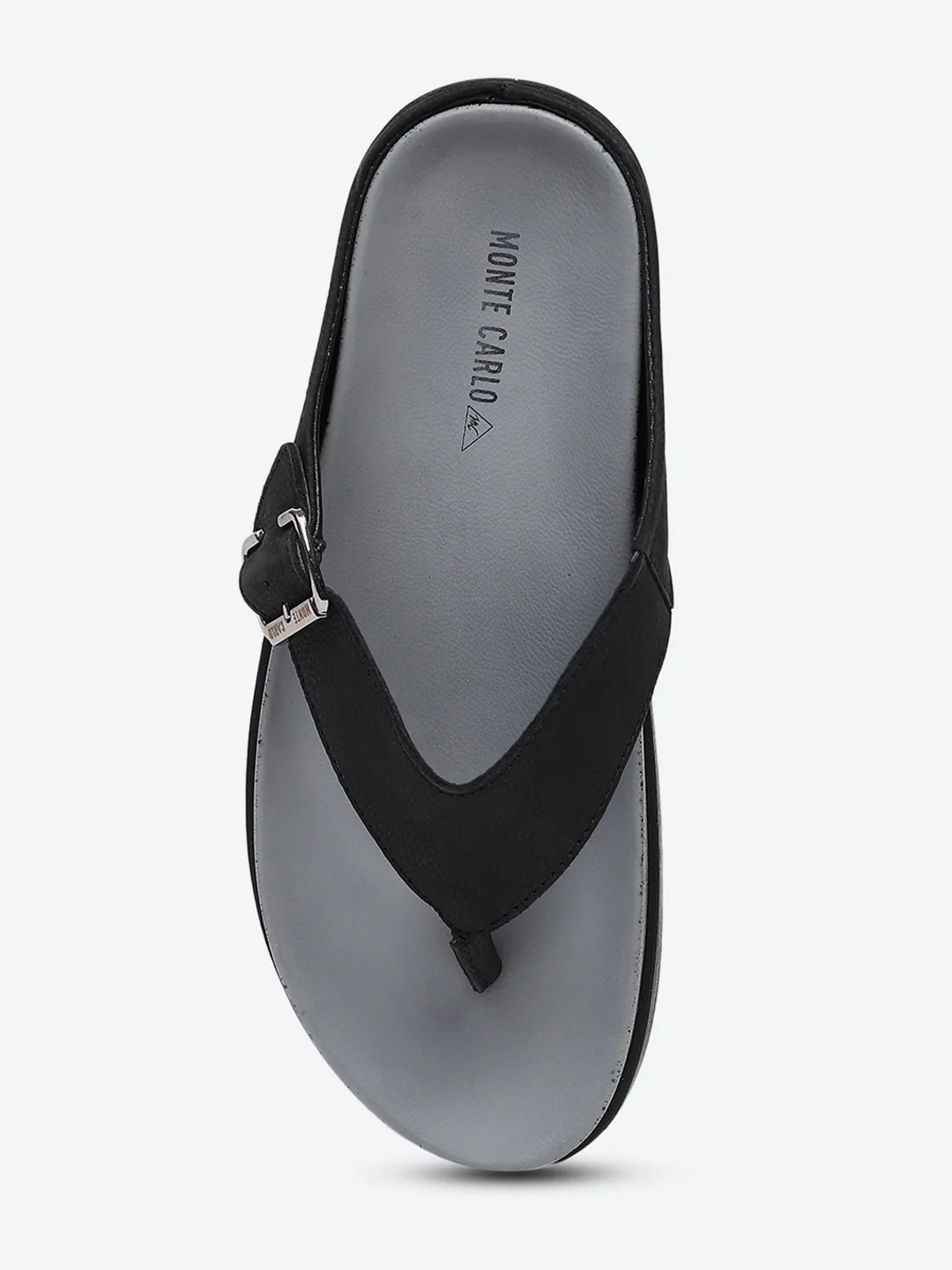 Men Black Buckle Genuine Leather Slipper - Image 6