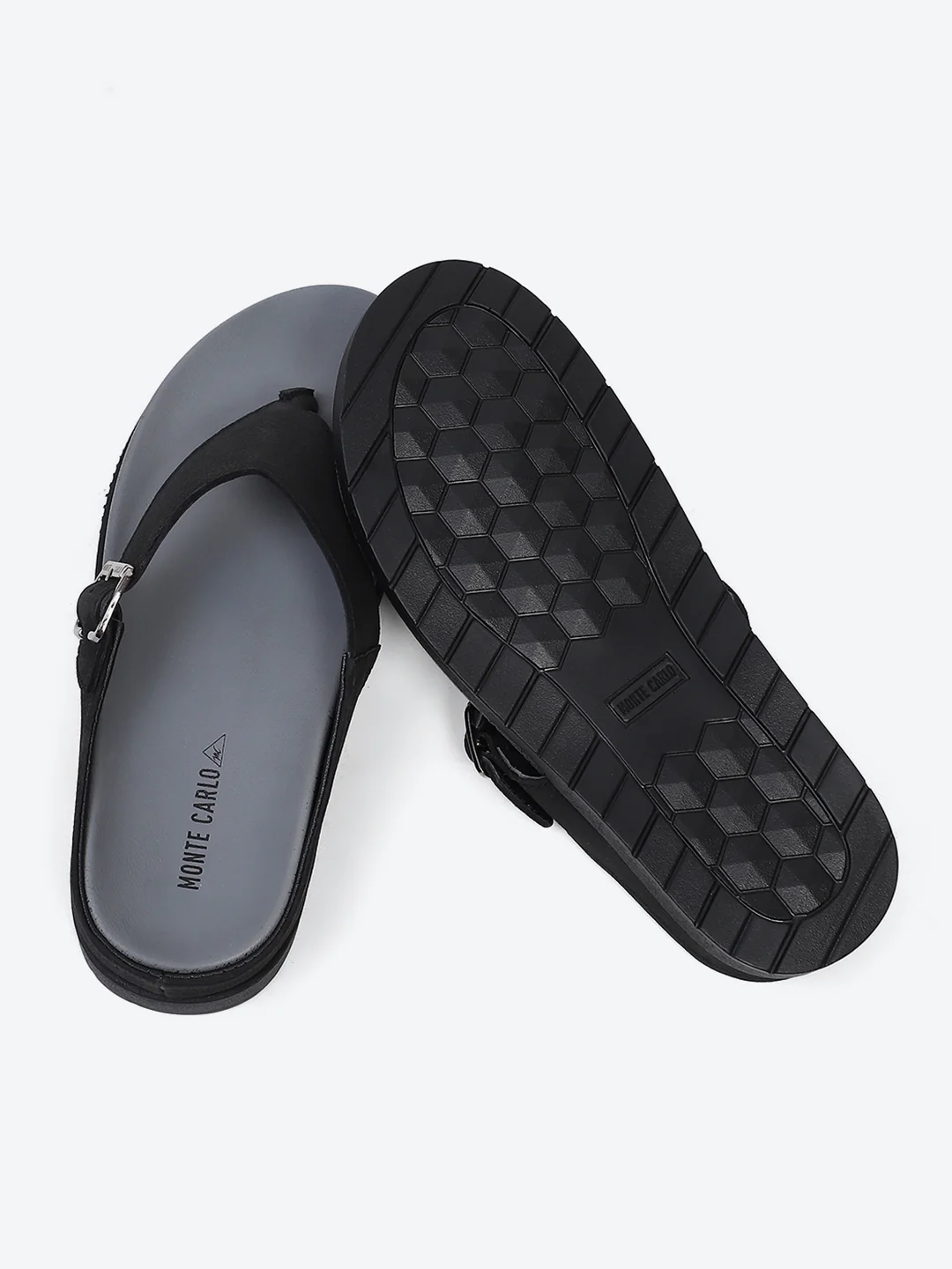 Men Black Buckle Genuine Leather Slipper - Image 8