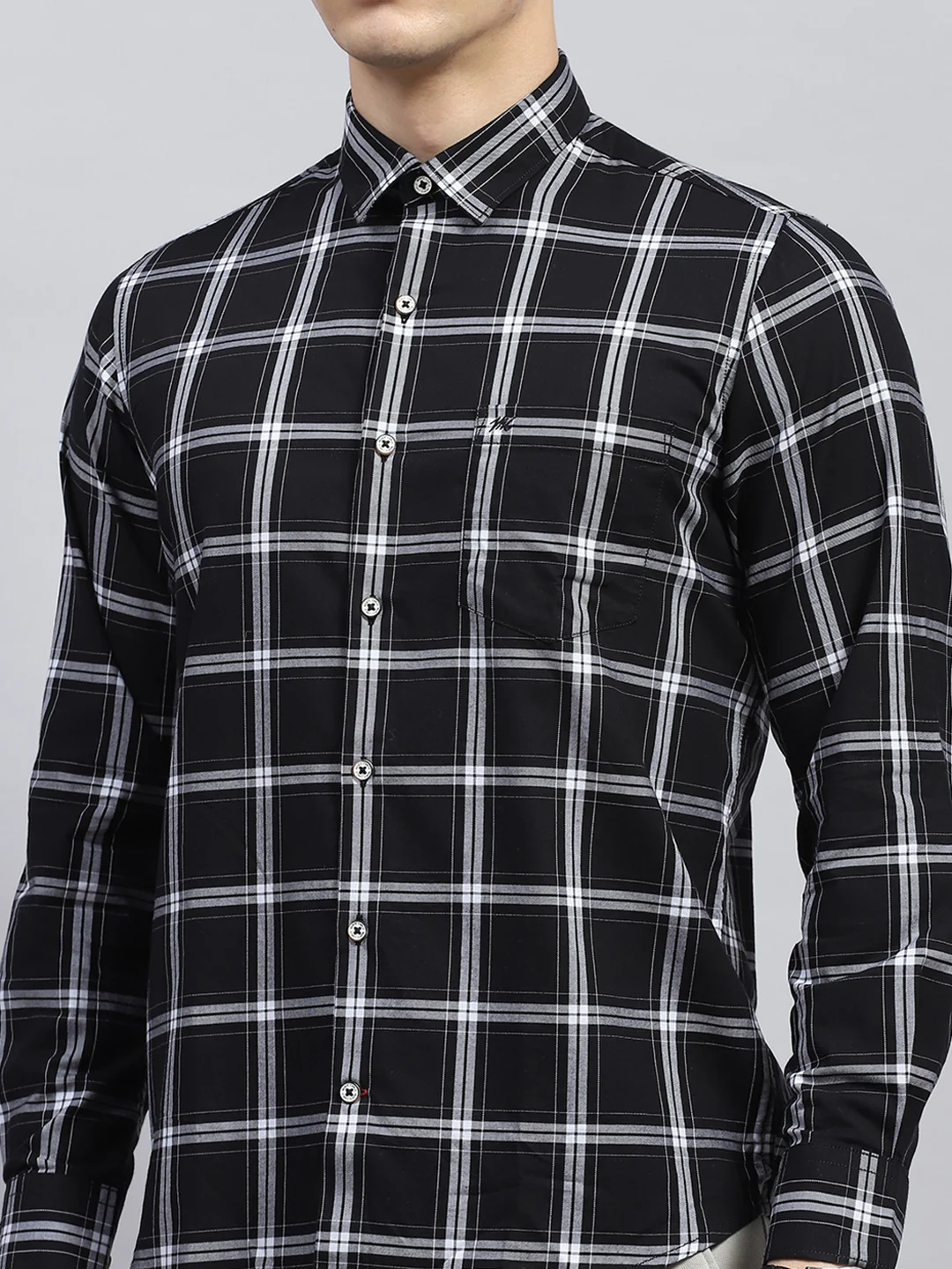 Men Black Check Collar Full Sleeve Shirt - Image 6