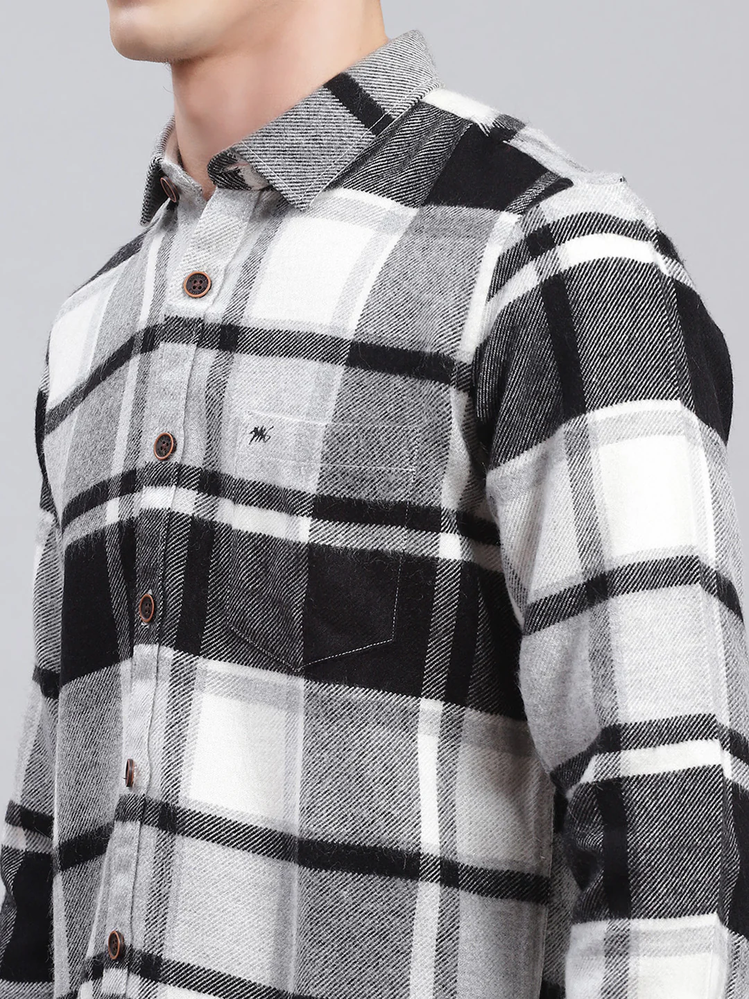 Men Black Check Poly Acrylic Shirt - Image 6