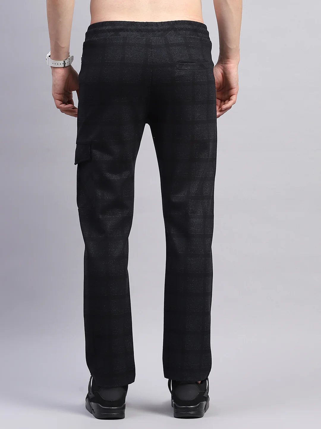 Men Black Check Regular Fit Lower - Image 5