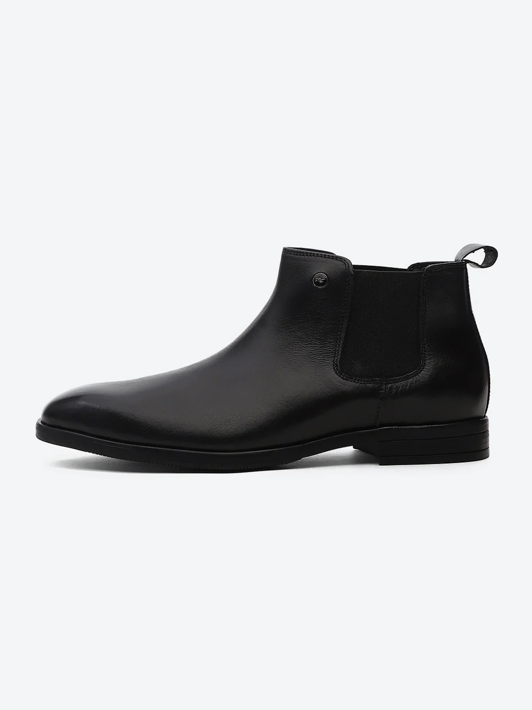 Men Black Elastic Genuine Leather Chelsea Boots - Image 4