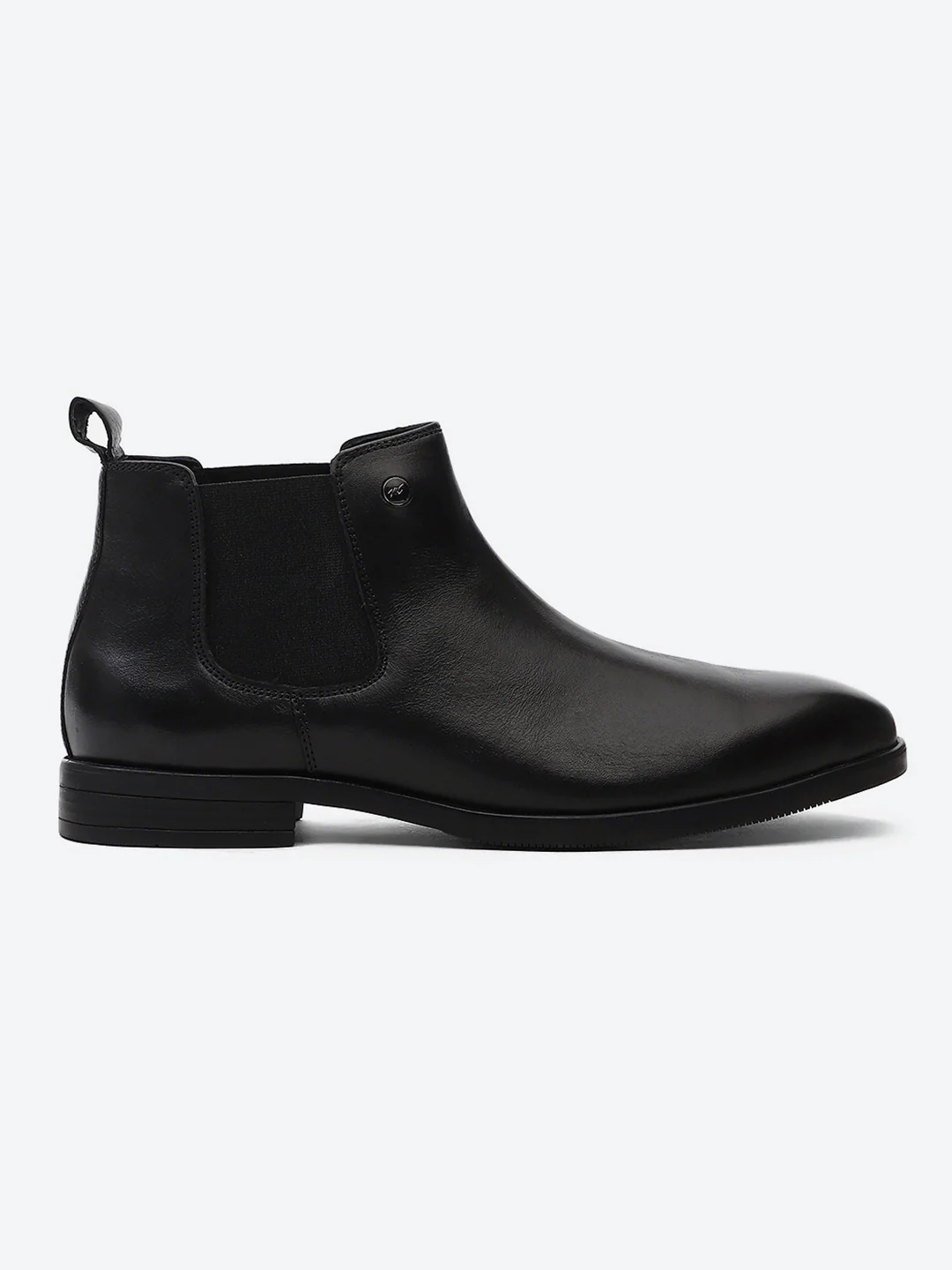 Men Black Elastic Genuine Leather Chelsea Boots - Image 5