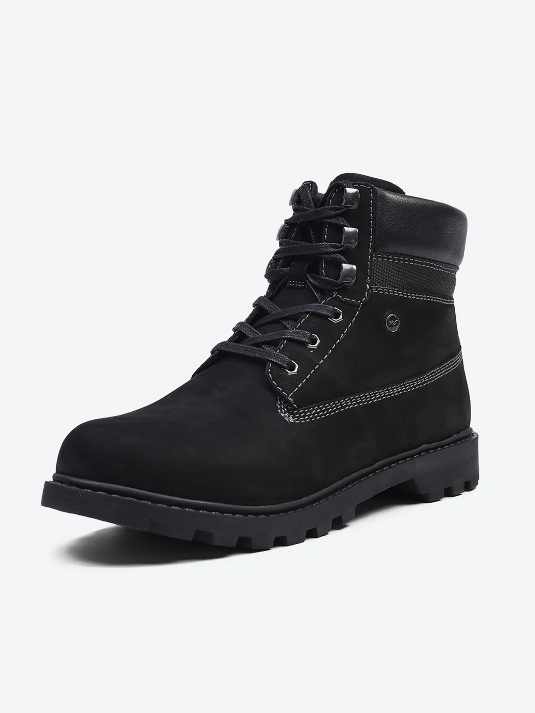 Men Black Genuine Leather Lace Up Boots - Image 3