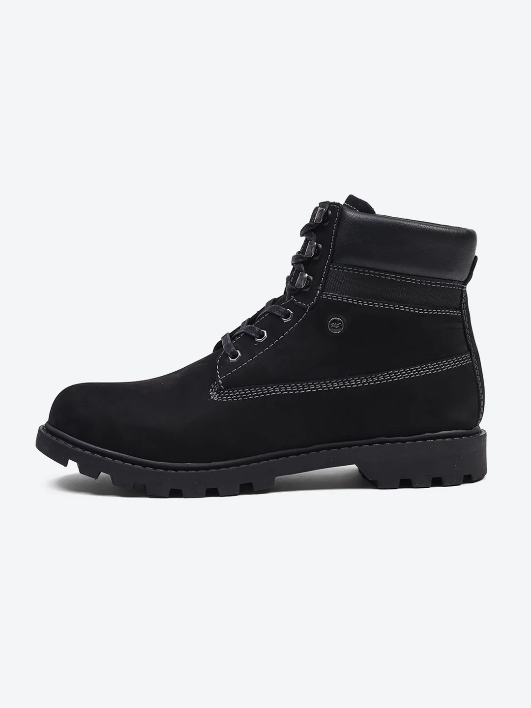 Men Black Genuine Leather Lace Up Boots - Image 4
