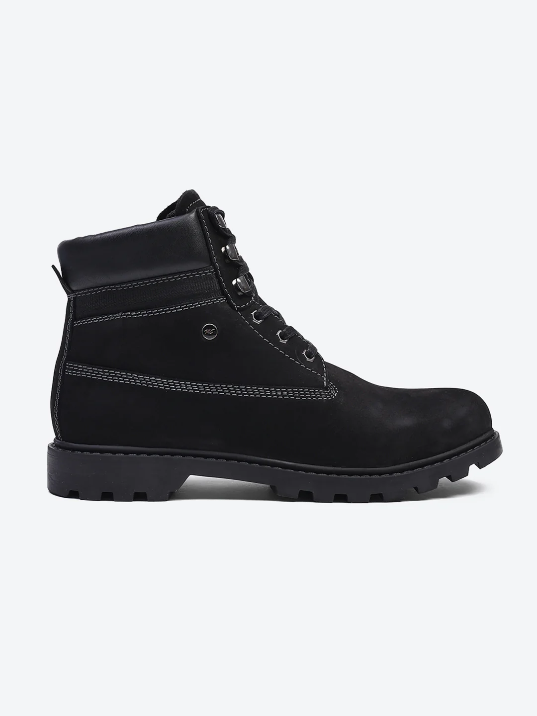 Men Black Genuine Leather Lace Up Boots - Image 5