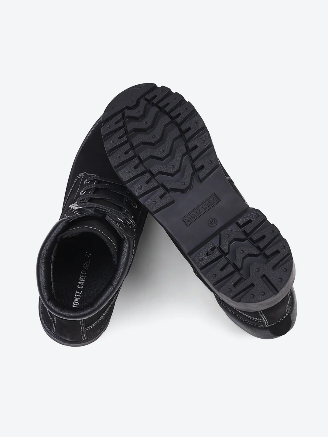 Men Black Genuine Leather Lace Up Boots - Image 8