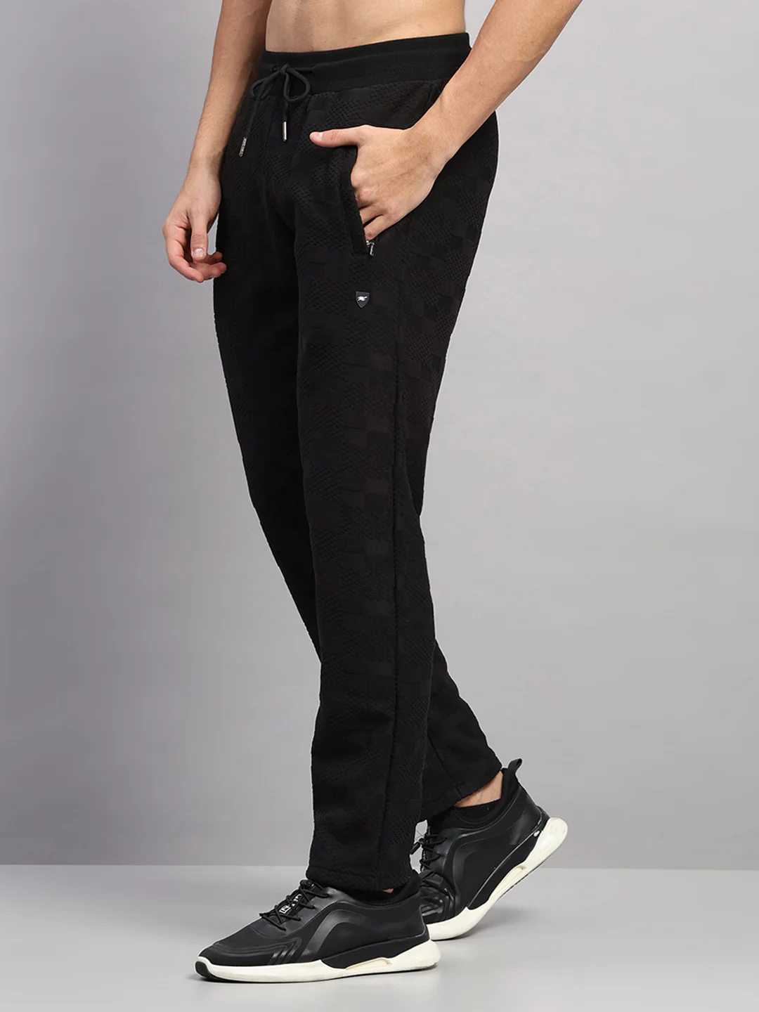 Men Black Jaquard Collar Full Sleeve Winter Tracksuit - Image 8