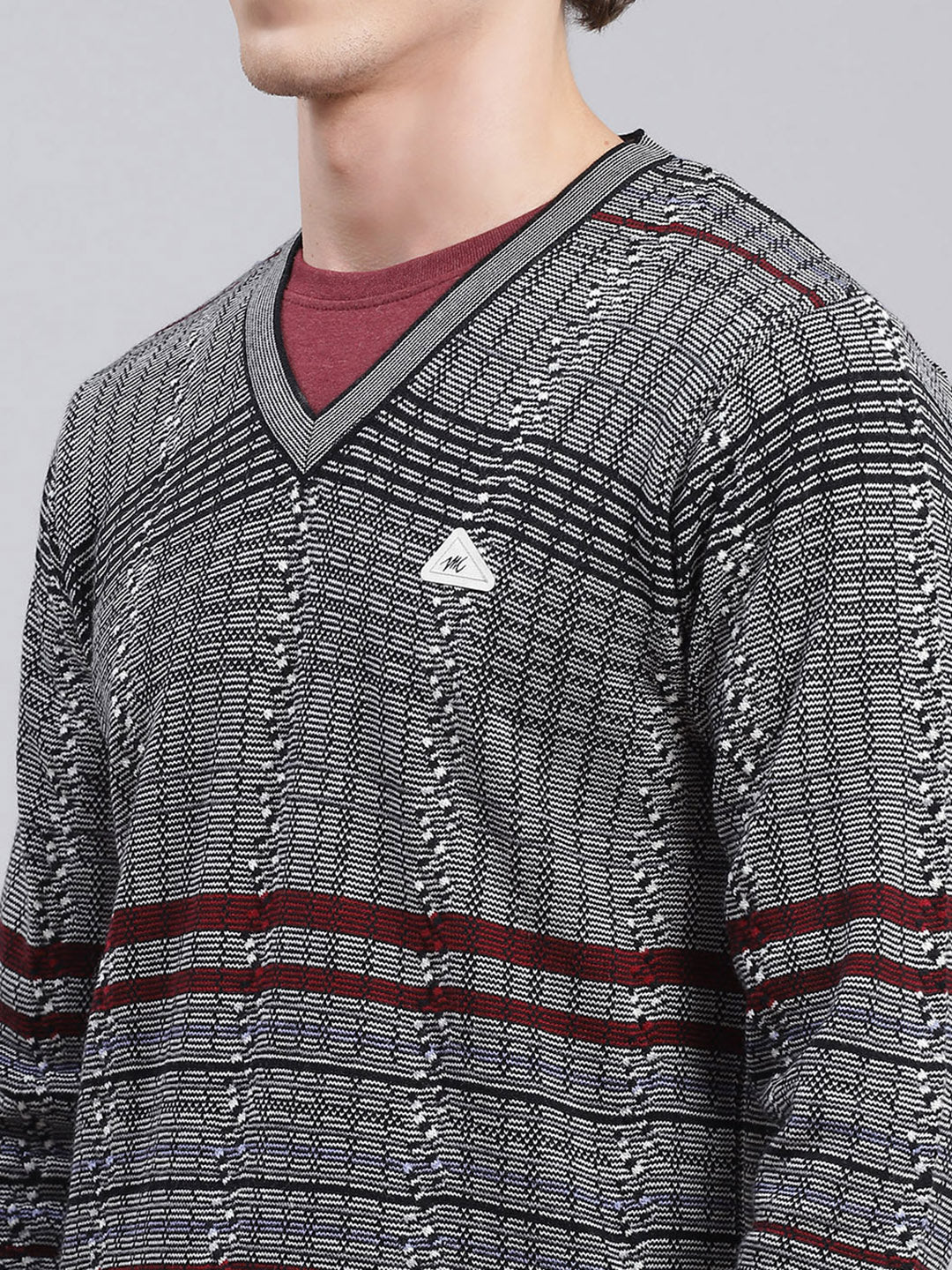 Men Black Jaquard Wool blend Pullover - Image 6