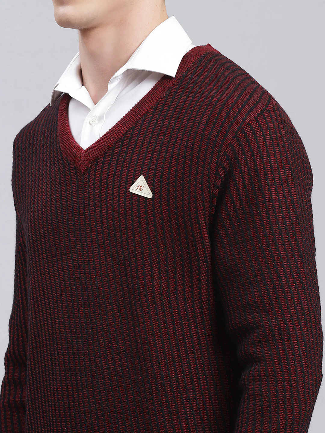 Men Black Jaquard Wool blend Pullover - Image 6