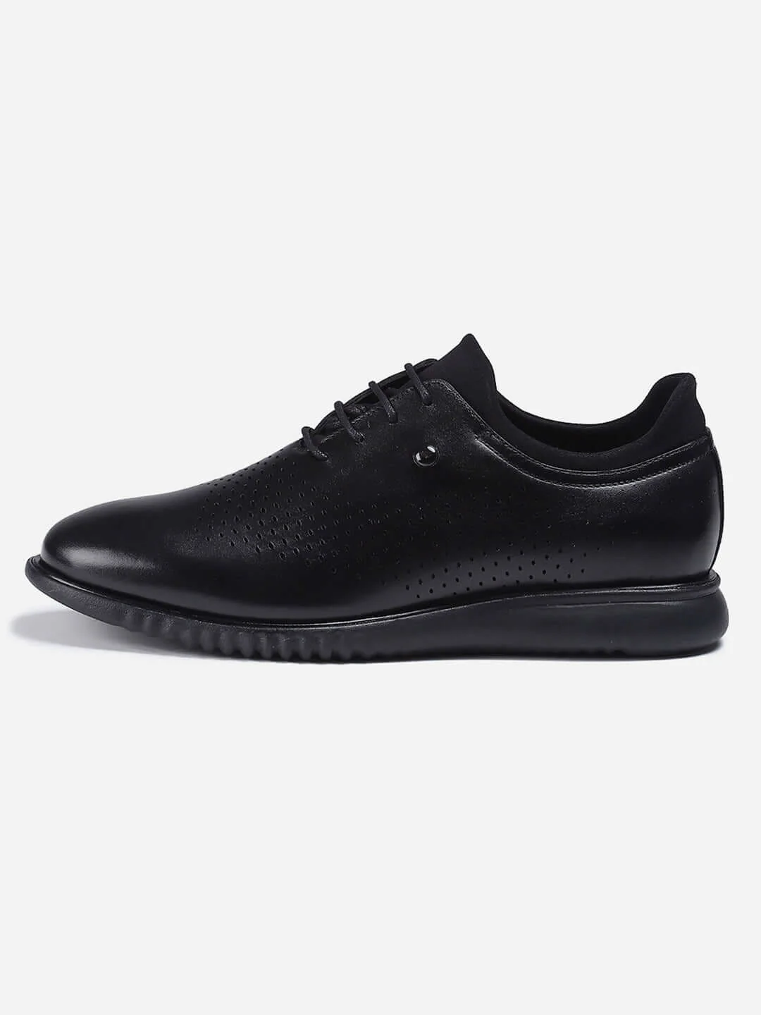 Men Black Lace Up Genuine Leather Casual Shoes - Image 3
