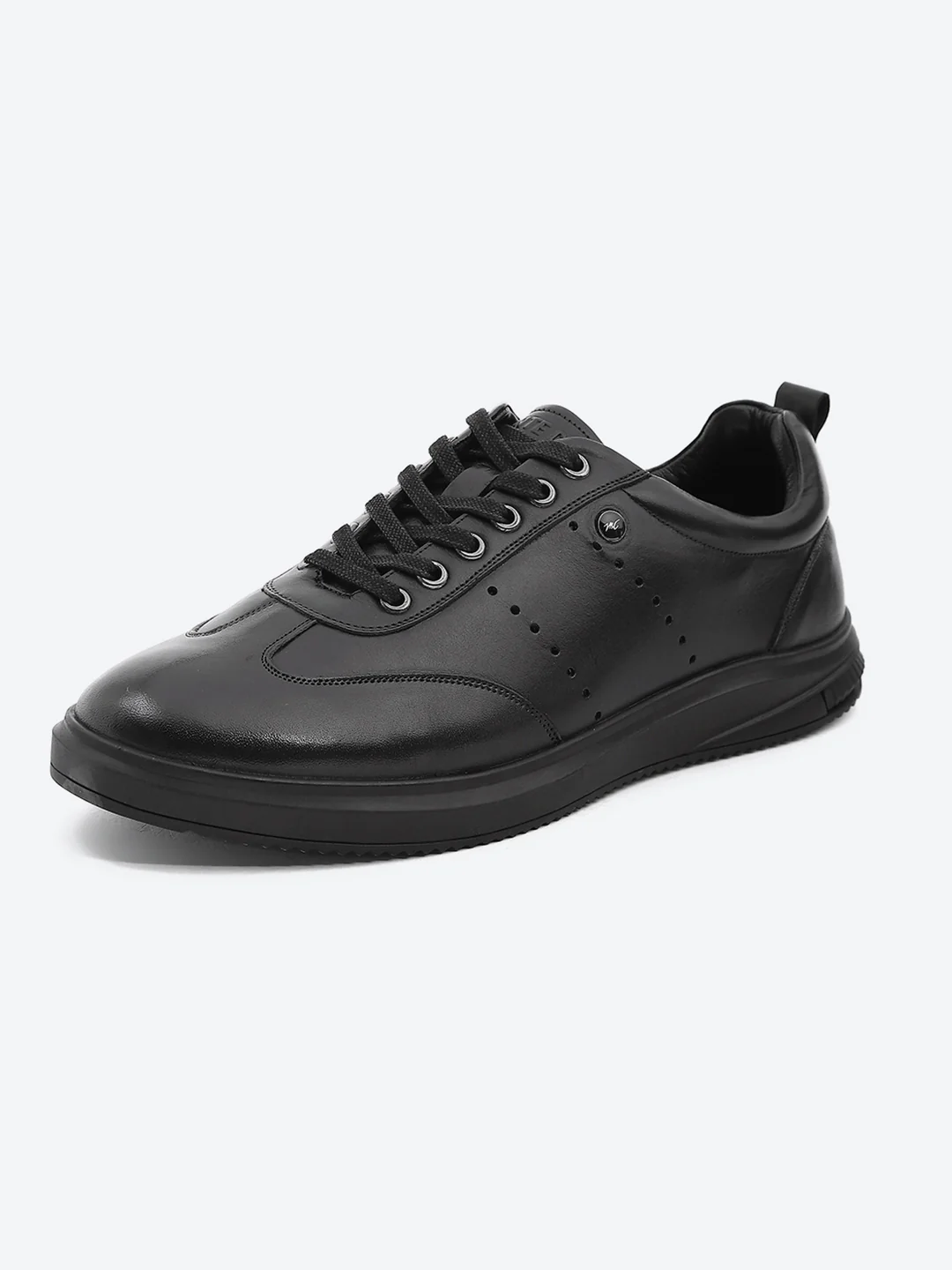 Men Black Lace Up Genuine Leather Casual Shoes - Image 3