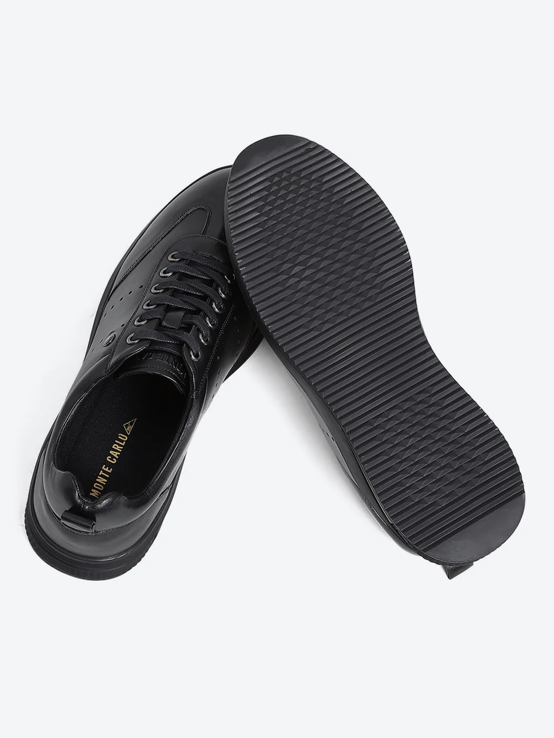 Men Black Lace Up Genuine Leather Casual Shoes - Image 8