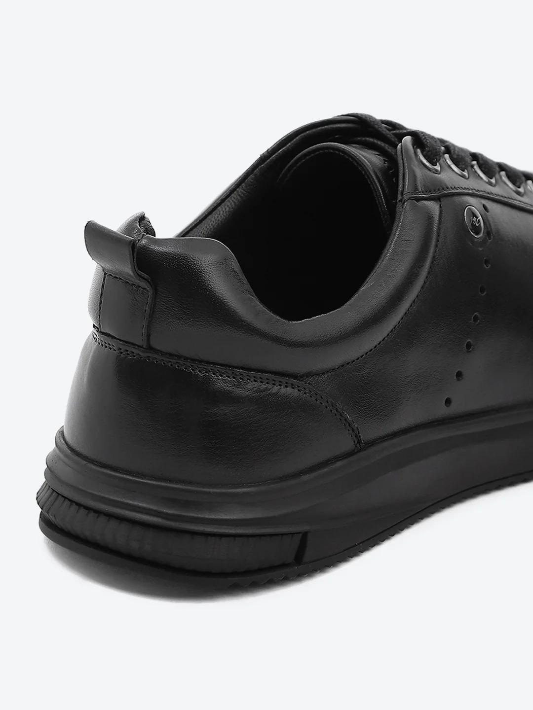 Men Black Lace Up Genuine Leather Casual Shoes - Image 9