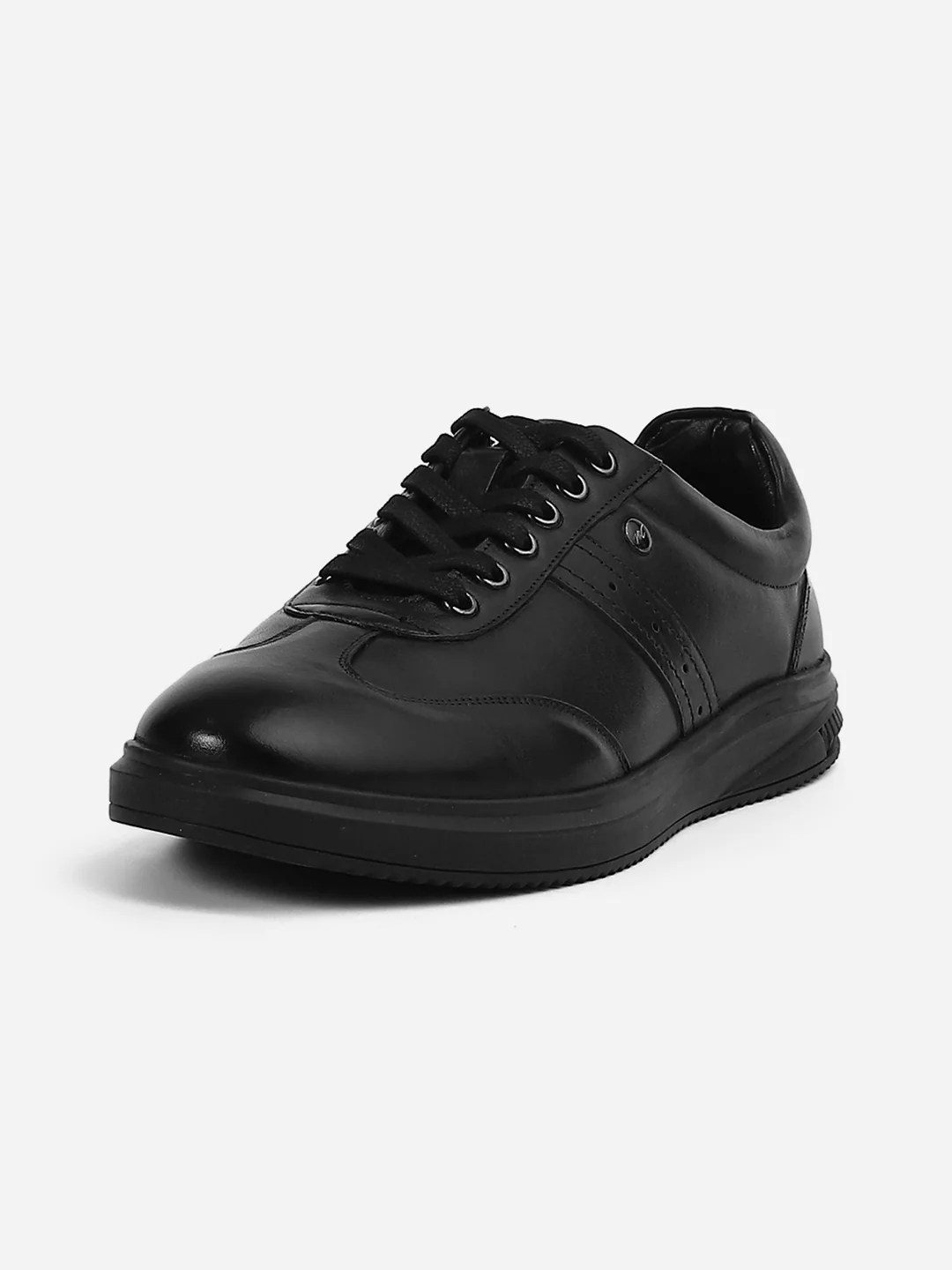 Men Black Lace-Up Genuine Leather Casual Sneaker - Image 5