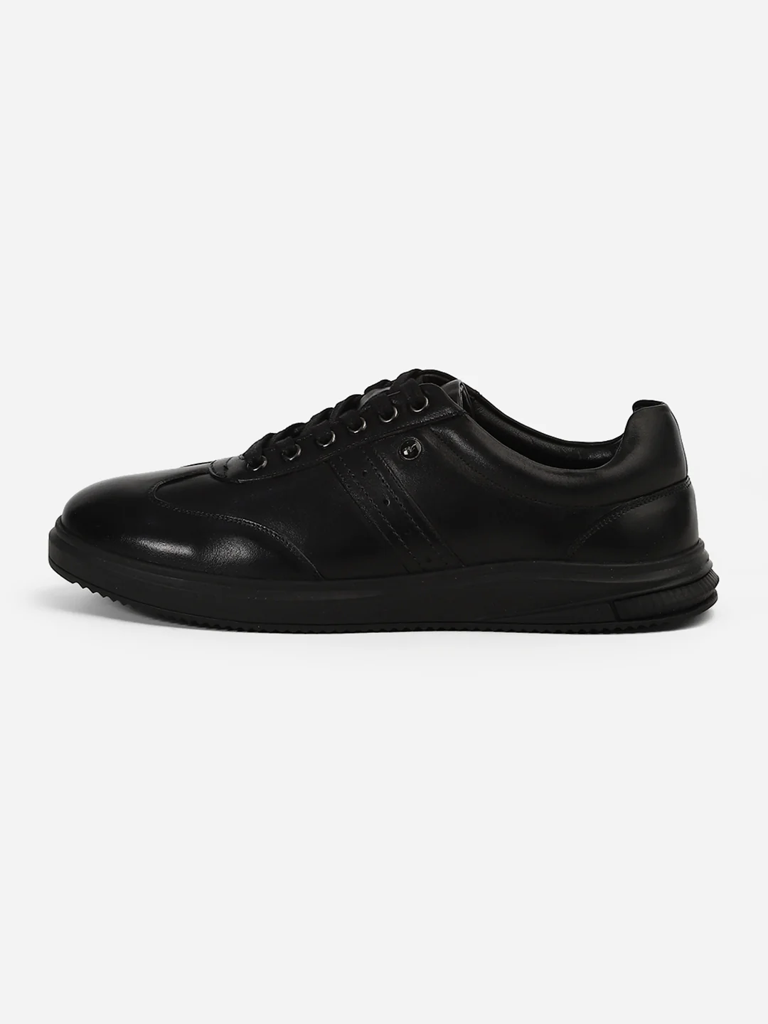 Men Black Lace-Up Genuine Leather Casual Sneaker - Image 6