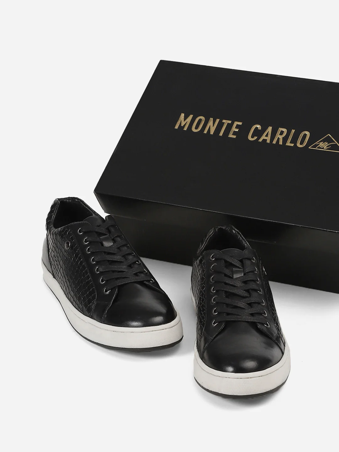 Men Black Lace-Up Genuine Leather Casual Sneaker - Image 4