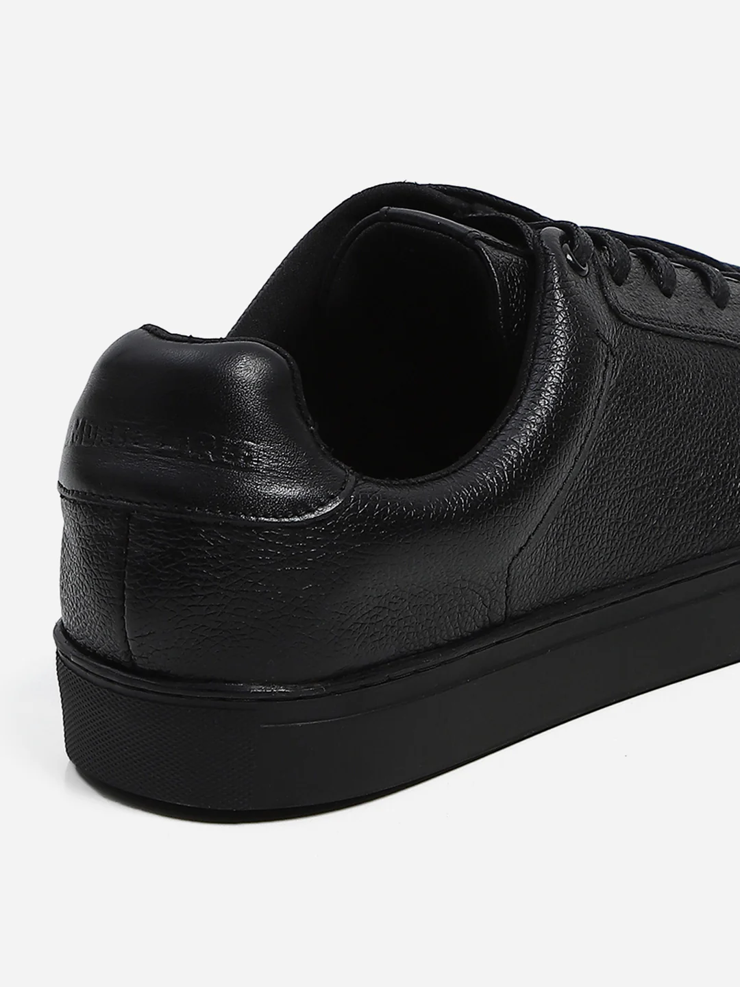 Men Black Lace Up Genuine Leather Casual Sneakers - Image 10