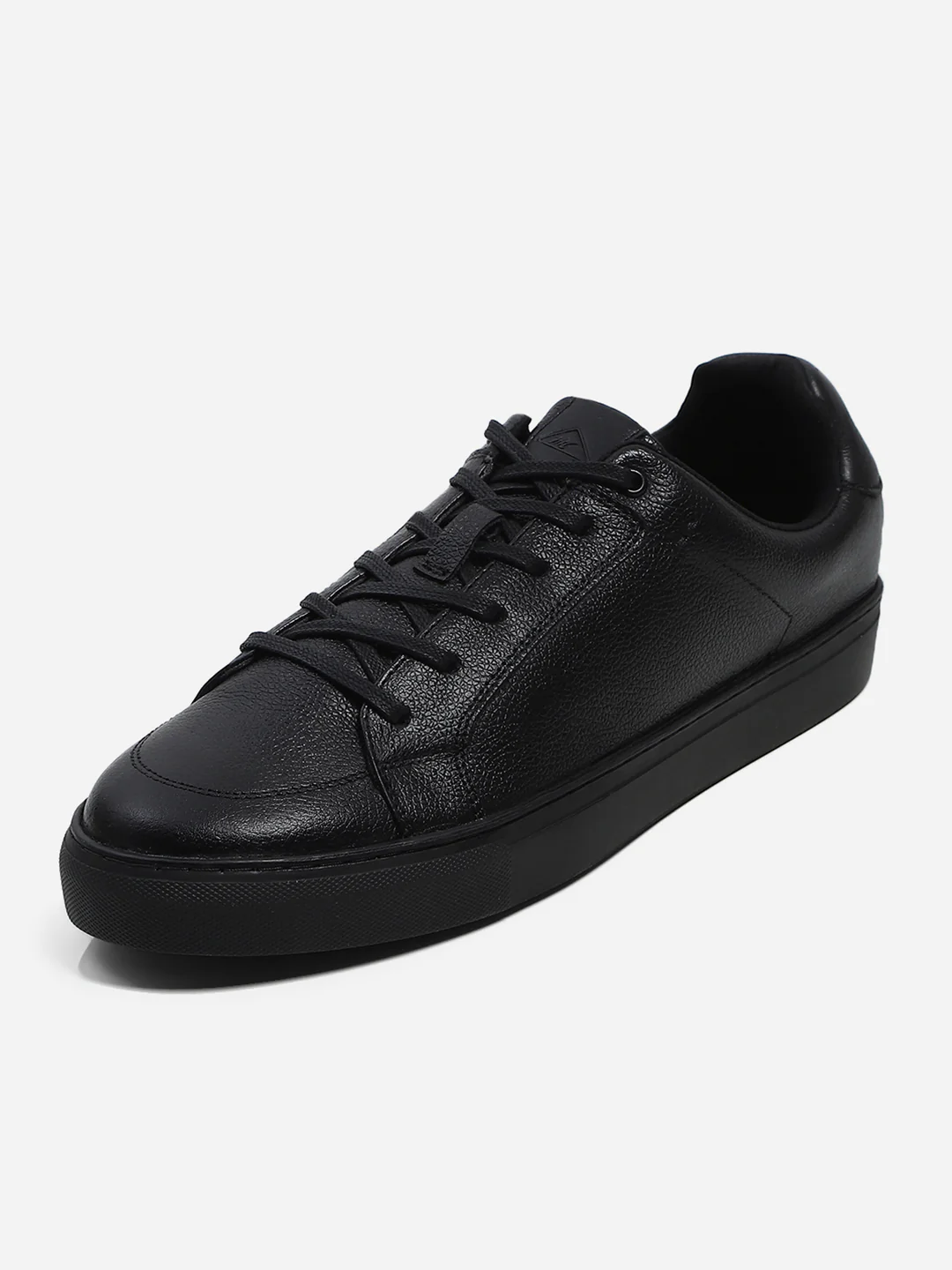 Men Black Lace Up Genuine Leather Casual Sneakers - Image 4