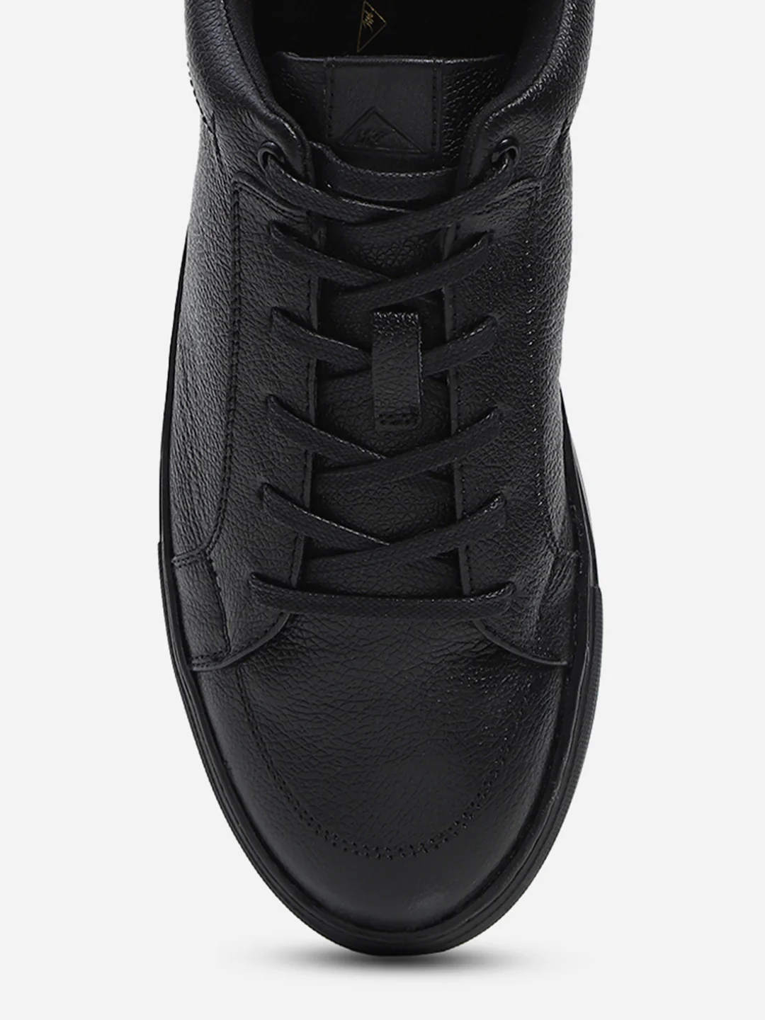Men Black Lace Up Genuine Leather Casual Sneakers - Image 8
