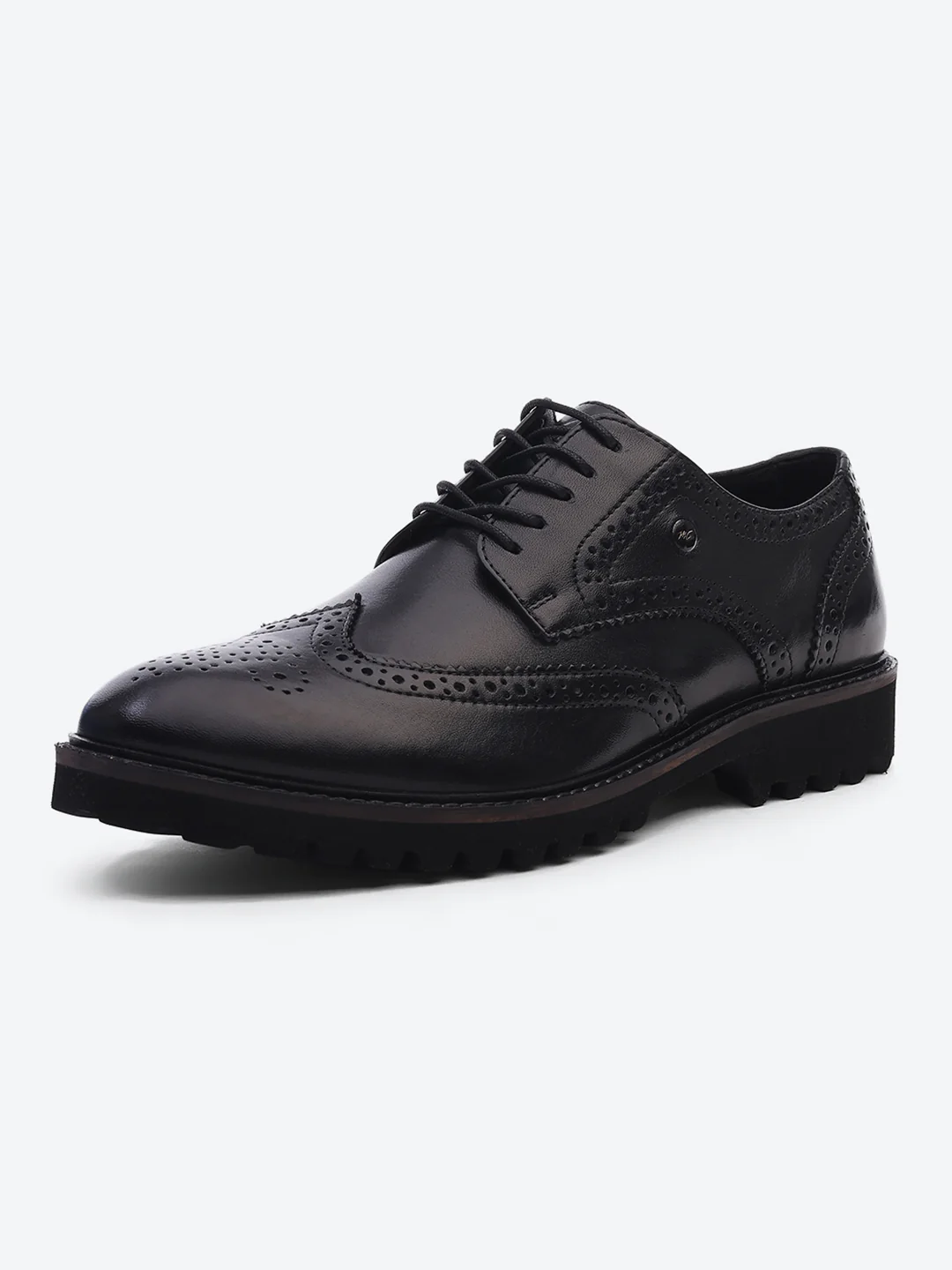 Men Black Lace Up Genuine Leather Formal Brogues - Image 3