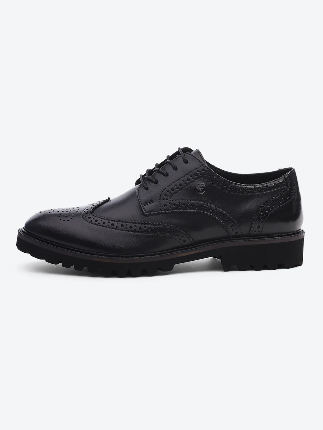 Men Black Lace Up Genuine Leather Formal Brogues - Image 4