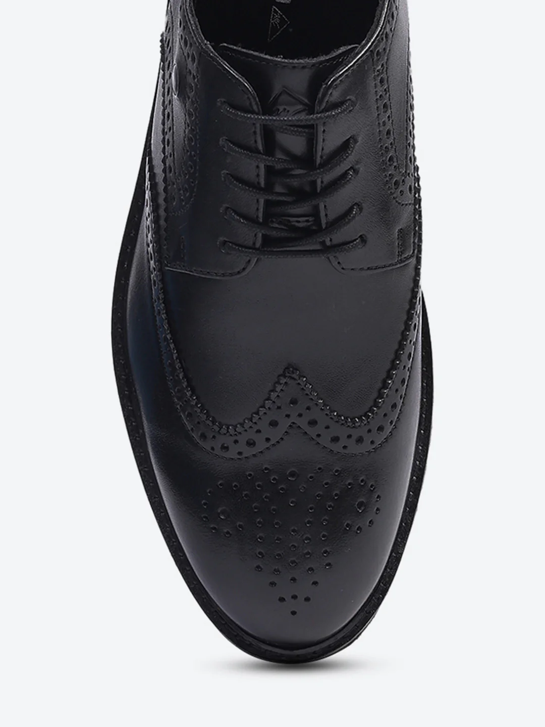 Men Black Lace Up Genuine Leather Formal Brogues - Image 7