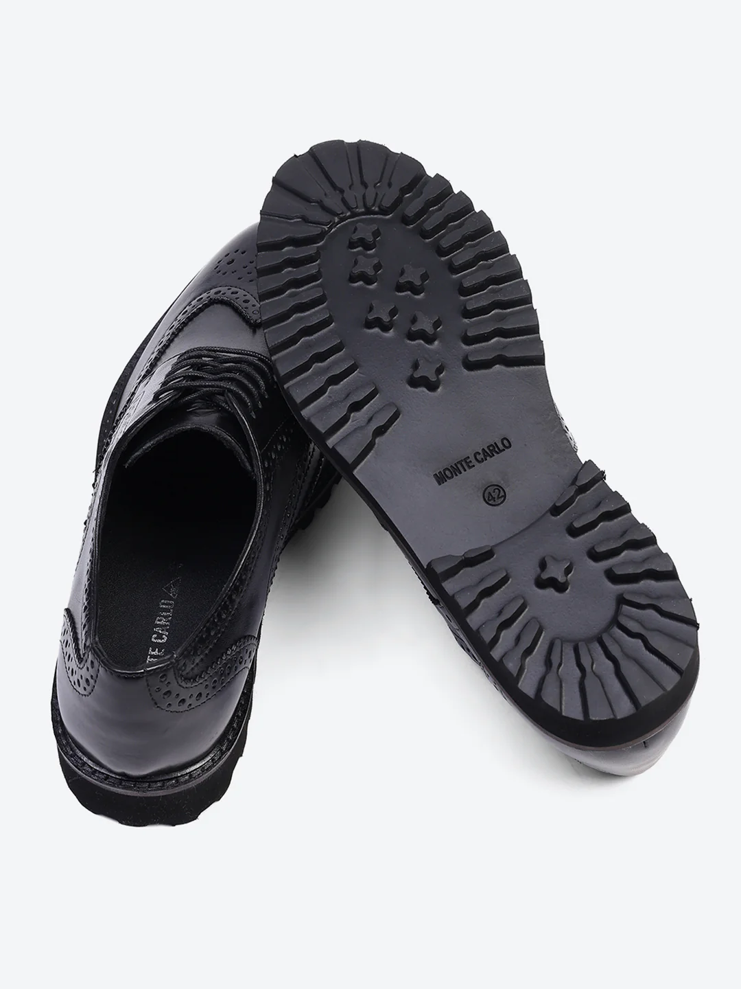 Men Black Lace Up Genuine Leather Formal Brogues - Image 8