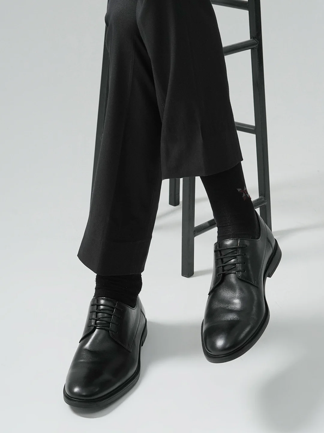 Men Black Lace Up Genuine Leather Formal Derby - Image 11