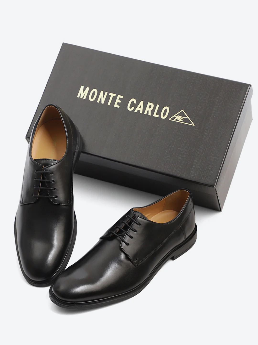 Men Black Lace Up Genuine Leather Formal Derby - Image 2