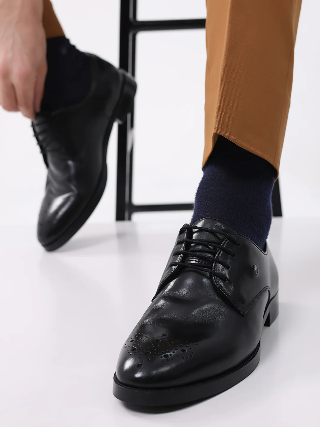 Men Black Genuine Leather Comfortable Lace-Up Formal Derby Shoes - Image 10