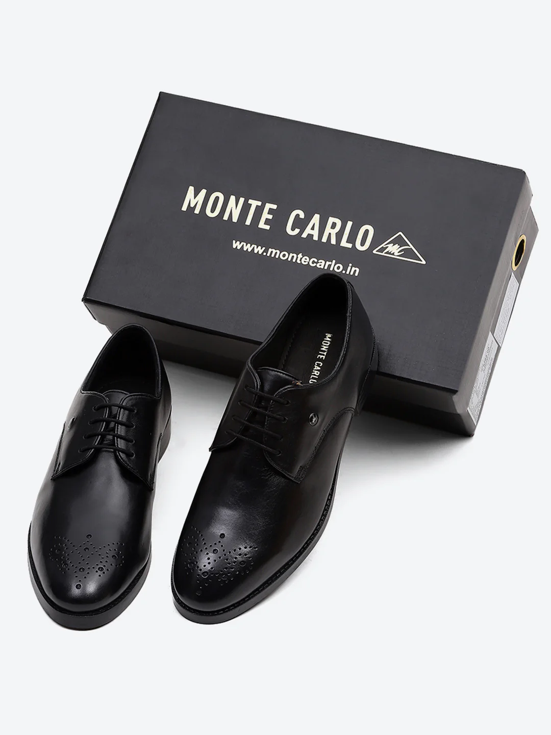 Men Black Genuine Leather Comfortable Lace-Up Formal Derby Shoes - Image 2