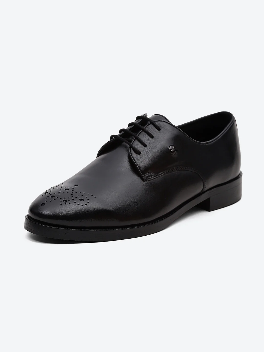 Men Black Genuine Leather Comfortable Lace-Up Formal Derby Shoes - Image 3