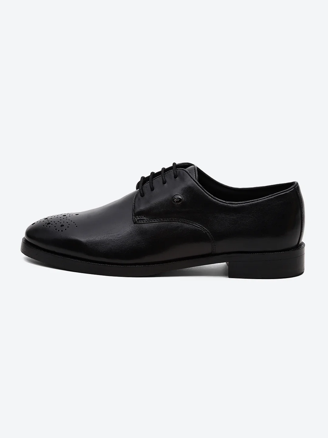 Men Black Genuine Leather Comfortable Lace-Up Formal Derby Shoes - Image 4