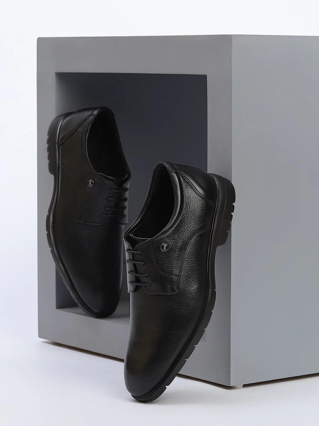 Men Black Lace Up Genuine Leather Formal Derby - Image 2