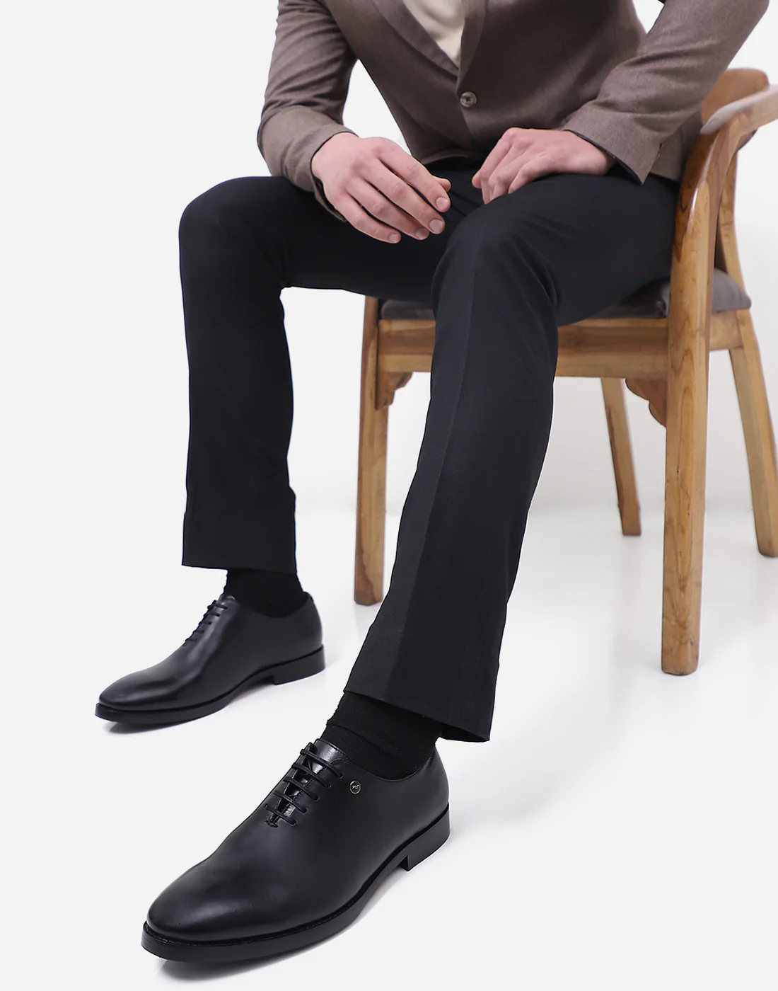 Men Black Lace Up Genuine Leather Formal Oxfords - Image 10