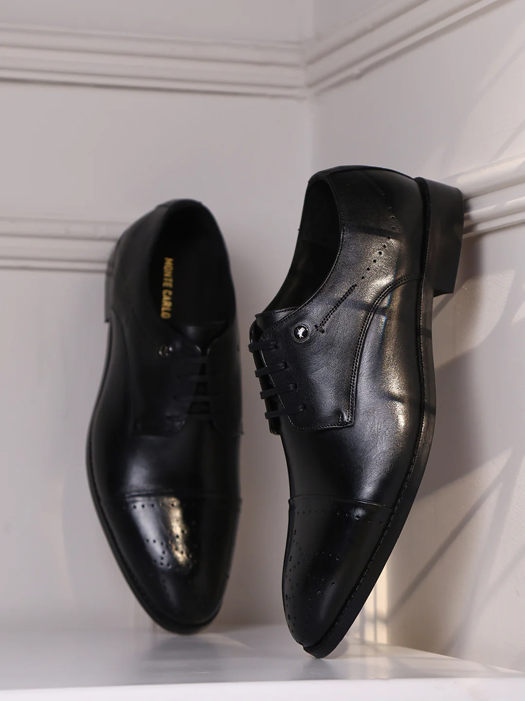 Men Black Lace Up Genuine Leather Formal Shoes