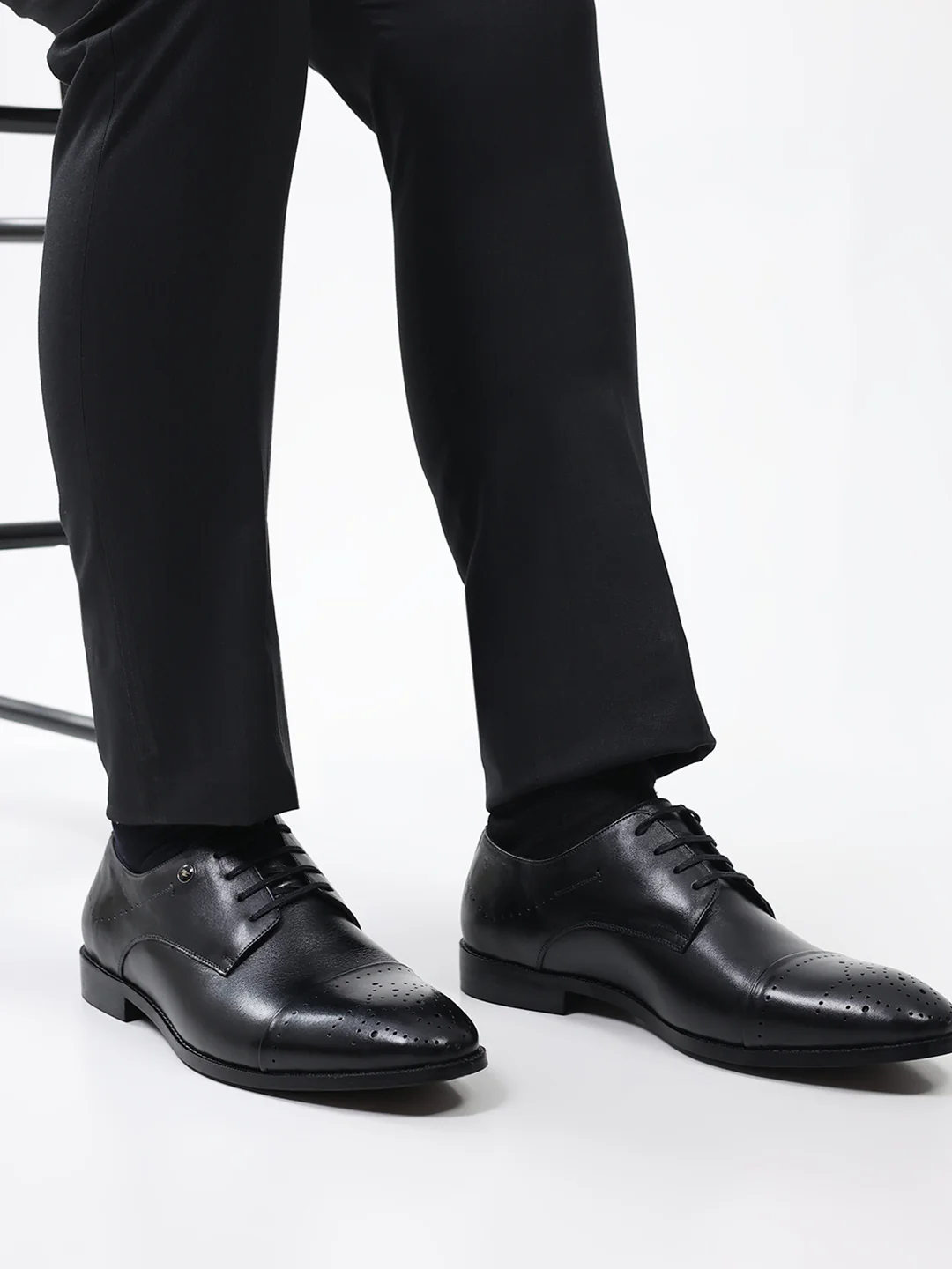 Men Black Lace Up Genuine Leather Formal Shoes - Image 10