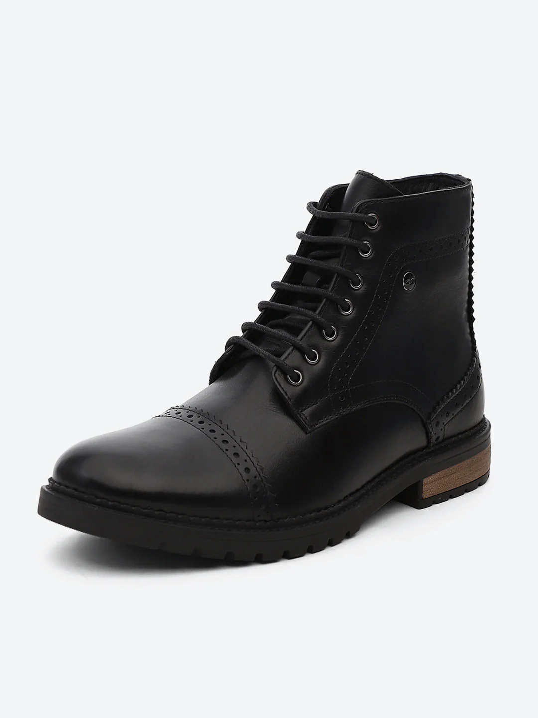 Men Black Genuine Leather Lace Up Boots - Image 3