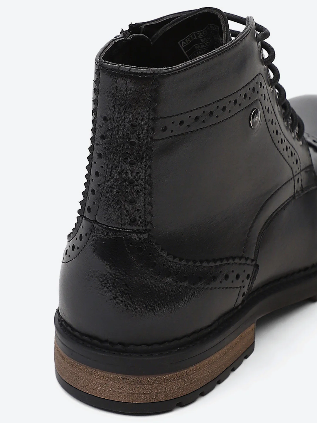 Men Black Genuine Leather Lace Up Boots - Image 9