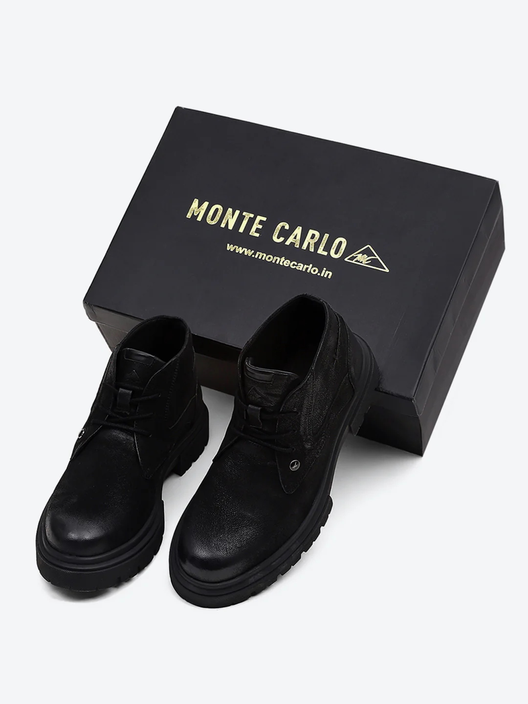 Men Black Lace Up Genuine Leather Comfortable and Light weight Outdoor Boots - Image 2