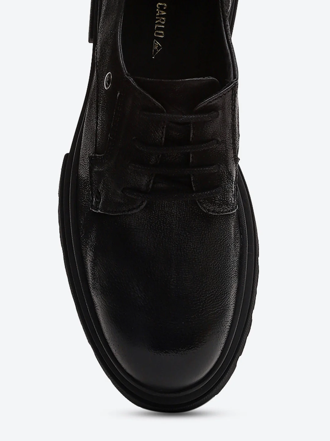 Men Black Lace Up Leather Chunky Shoes - Image 7